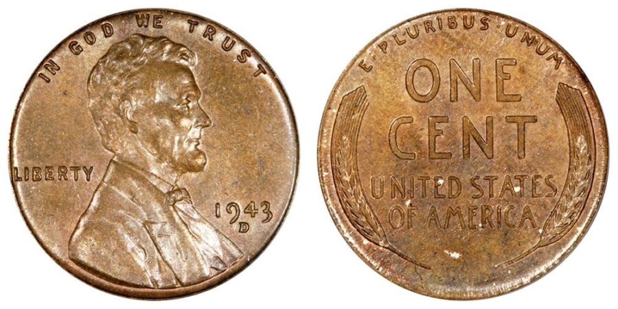 1943 Copper Wheat cent