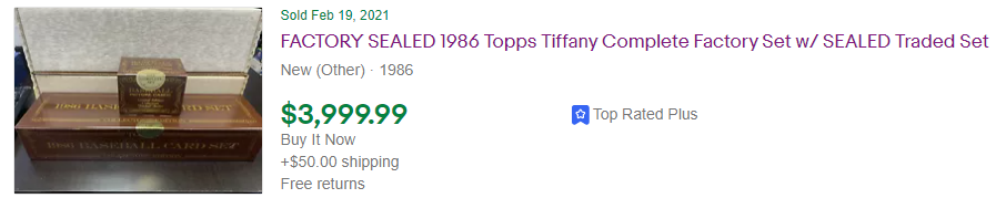 1986 topps tiffany complete factory set for sale