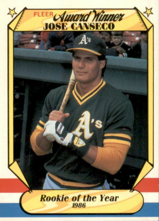 1987 fleer award winner jose canseco 