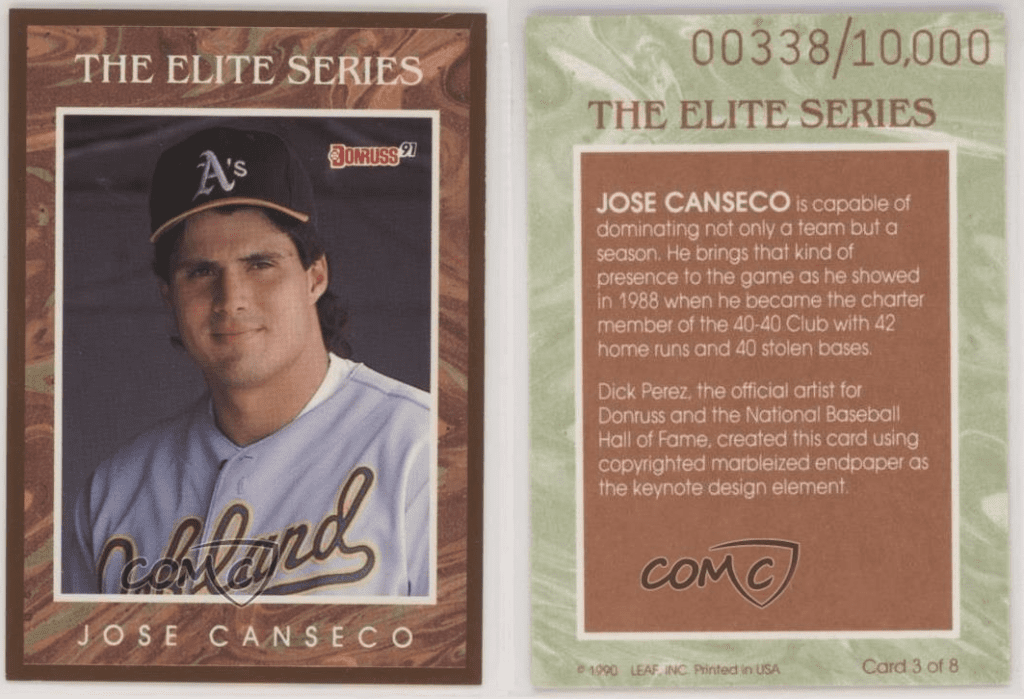 1991 donruss elite series jose canseco