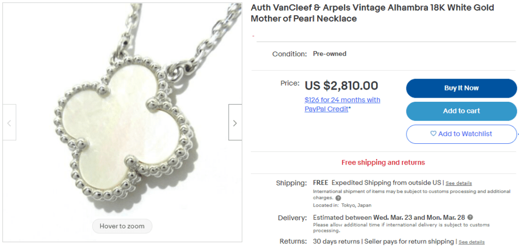 vintage alhambra pendant The authentic VanCleef & Arpels Vintage Alhambra 18K White Gold Mother of Pearl Necklace