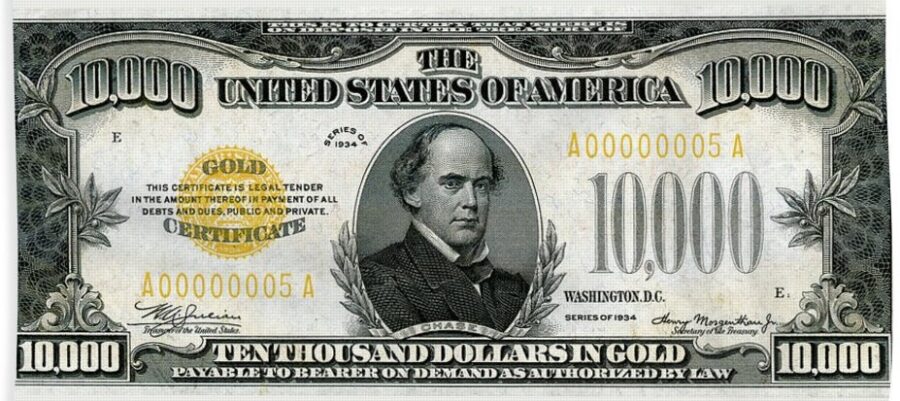 who is on the 10000 dollar bill