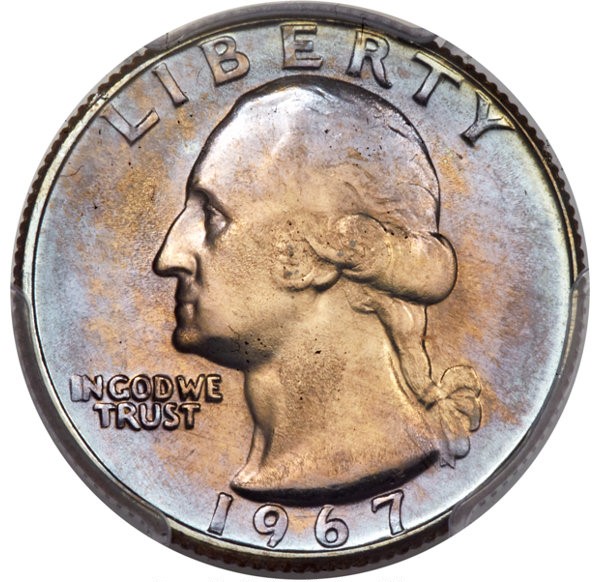 1967 quarter graded in MS68, valued at $8,000