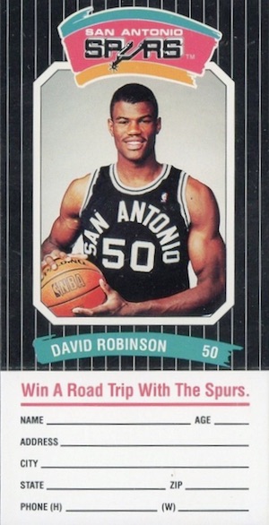 1988-89 Diamond Shamrock San Antonio Police David Robinson Rookie