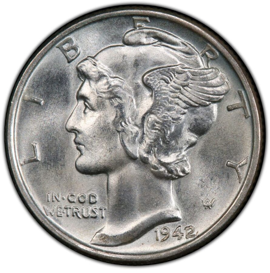 1942 winged head liberty dime