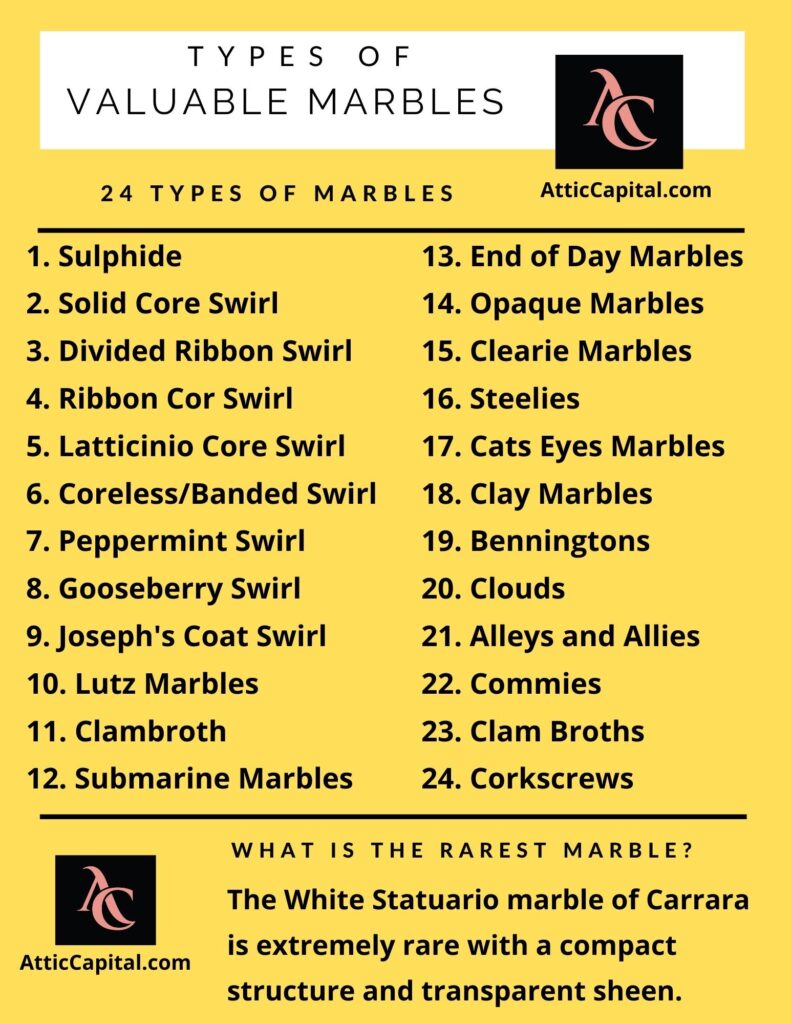 types of marbles value