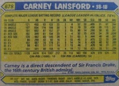 carney lansford 1987 topps