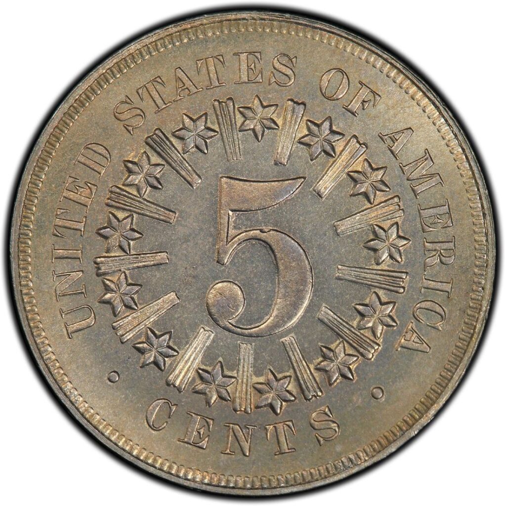 1867 Shield Nickel with Rays