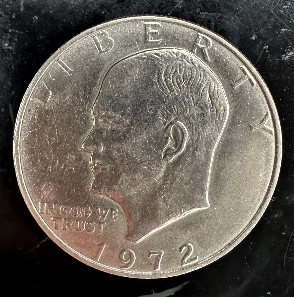 where is the mint mark on a 1972 silver dollar