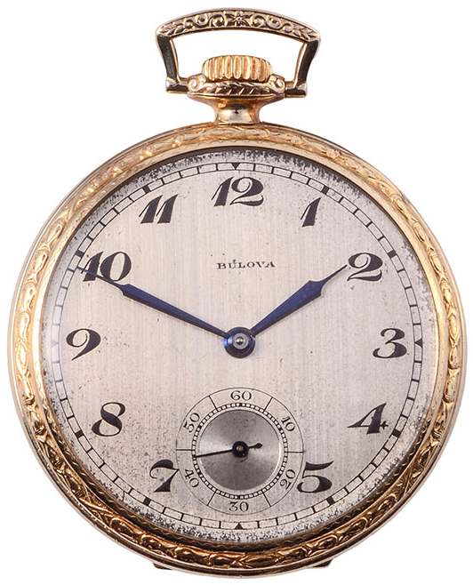 1930 Bulova Open Face Pocket Watch with 17 Jewel Manual Movement