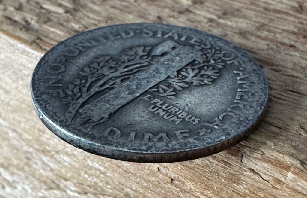 1916 mercury silver dime reverse