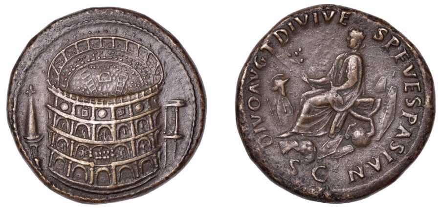 The Titus Colosseum Sestertius ancient coins